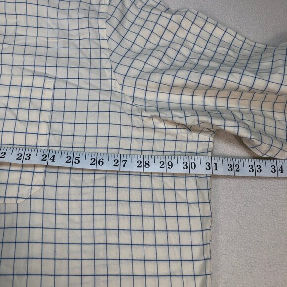 L.L Bean Shirt Men's 3XLT Off-White Windowpane Plaid Flannel Wrinkle Free Tall - Picture 9 of 15